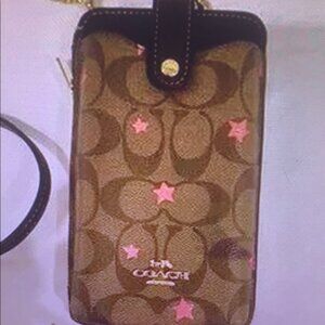 Coach Signature Brown and Pink Star Phone Case